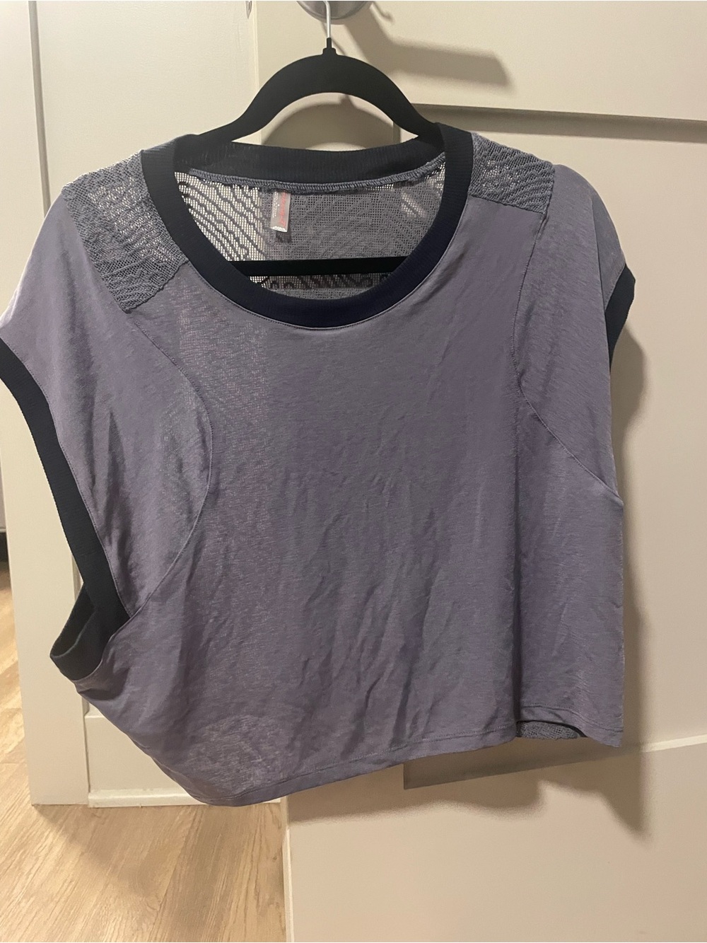 Free People Women’s Lavender Short Sleeve Tee with Navy Trim